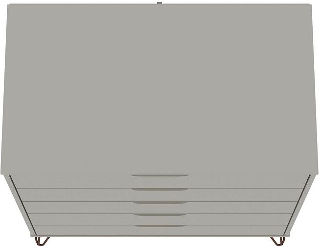 Manhattan Comfort Dressers - Rockefeller 5-Drawer Tall Dresser with Metal Legs in Off White & Nature