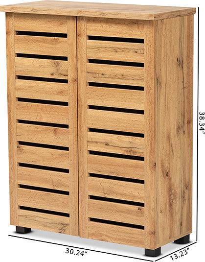 Wholesale Interiors Shoe Storage - Adalwin Oak Brown Finished Wood 2-Door Shoe Storage Cabinet