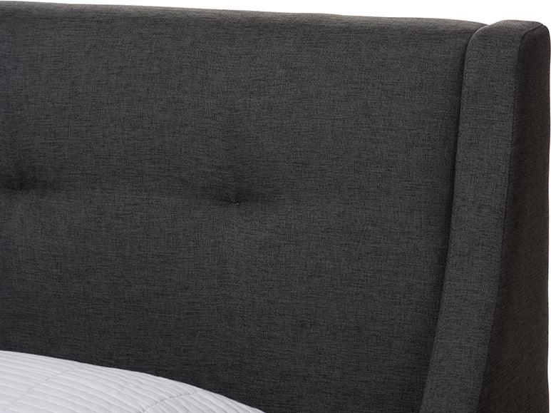 Wholesale Interiors Beds - Louvain Dark Grey Walnut-Finished Twin Sized Platform Bed
