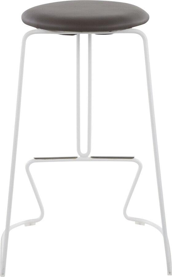Lumisource Barstools - Finn Contemporary Counter Stool in White Steel and Grey Faux Leather - Set of 2