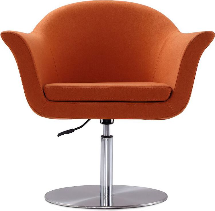 Manhattan Comfort Accent Chairs - Voyager Orange and Brushed Metal Woven Swivel Adjustable Accent Chair