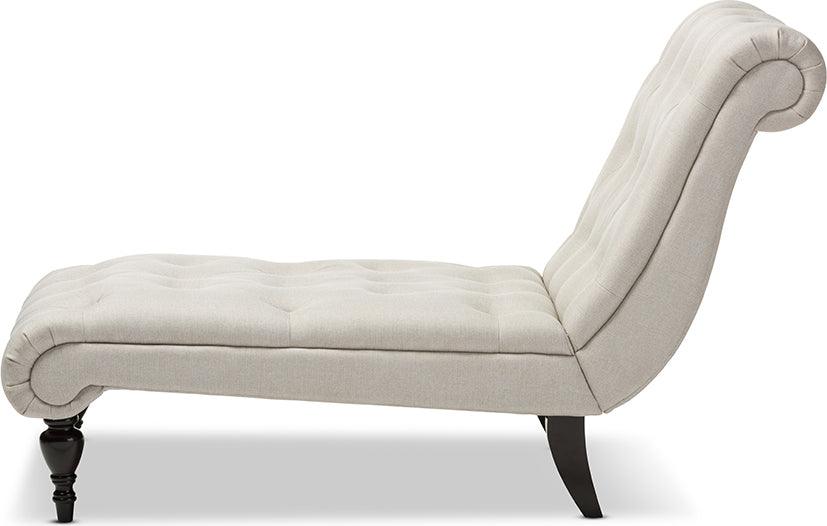 Wholesale Interiors Sleepers & Futons - Layla Mid-Century Modern Light Beige Fabric Upholstered Button-Tufted Chaise Lounge