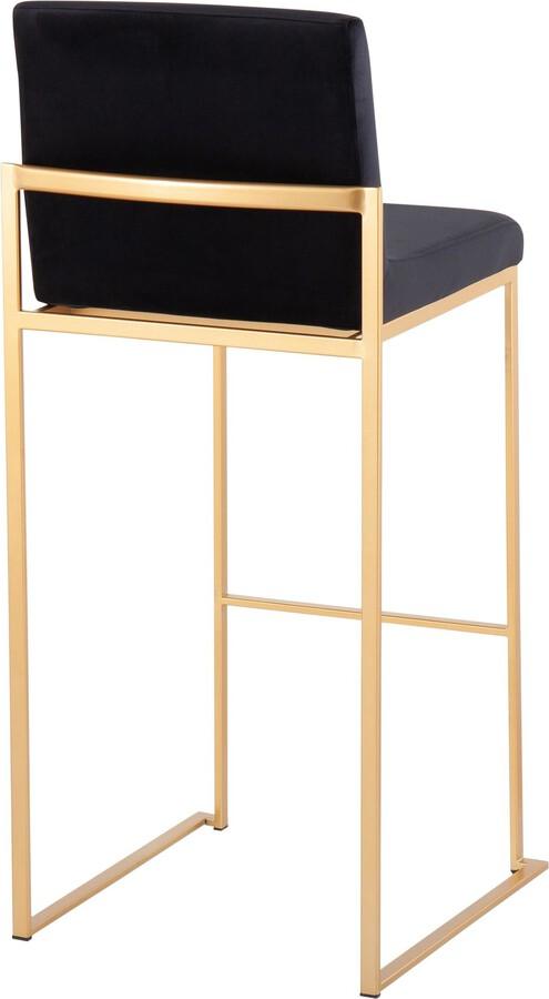 Lumisource Barstools - Fuji High Back Barstool In Gold Steel & Black Velvet (Set of 2)