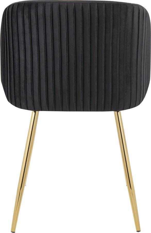 Lumisource Accent Chairs - Fran Pleated Contemporary Chair In Gold Metal & Pleated Black Velvet (Set of 2)