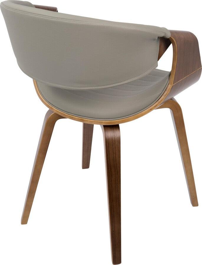 Lumisource Accent Chairs - Symphony Mid-Century Modern Dining/Accent Chair in Walnut Wood and Grey Faux Leather
