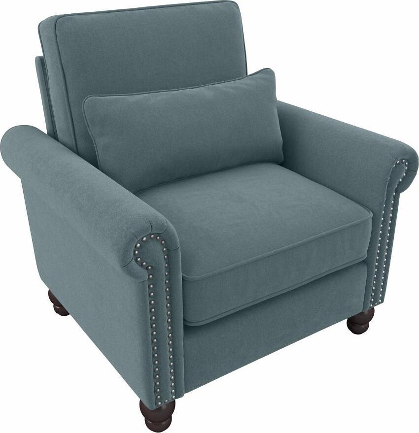 Bush Business Furniture Accent Chairs - Accent Chair with Arms Turkish Blue Herringbone Fabric N