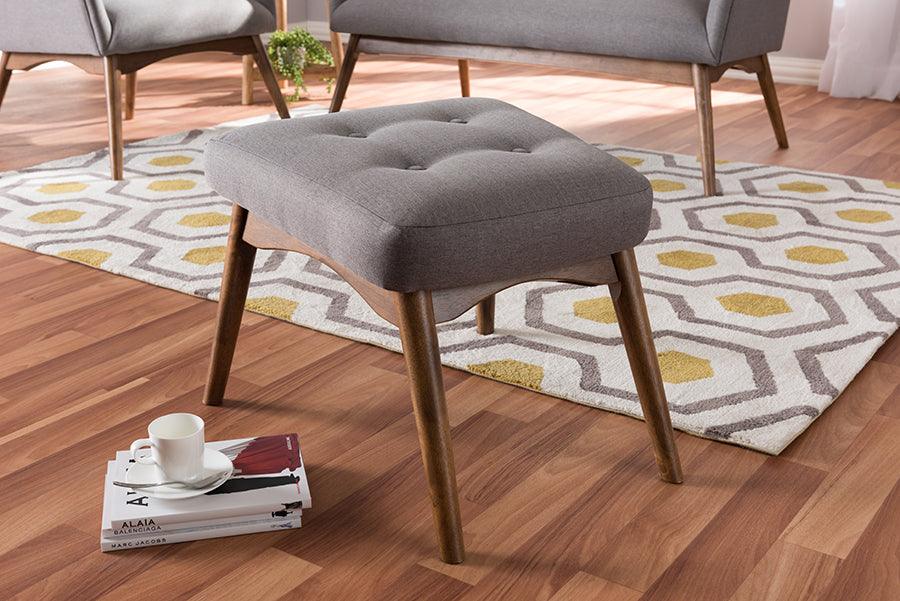 Wholesale Interiors Ottomans & Stools - Waldmann Mid-Century Modern Grey Fabric Upholstered Ottoman