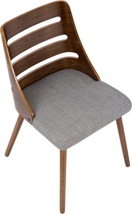 Lumisource Dining Chairs - Trevi Mid-Century Modern Dining/Accent Chair in Walnut with Grey Fabric