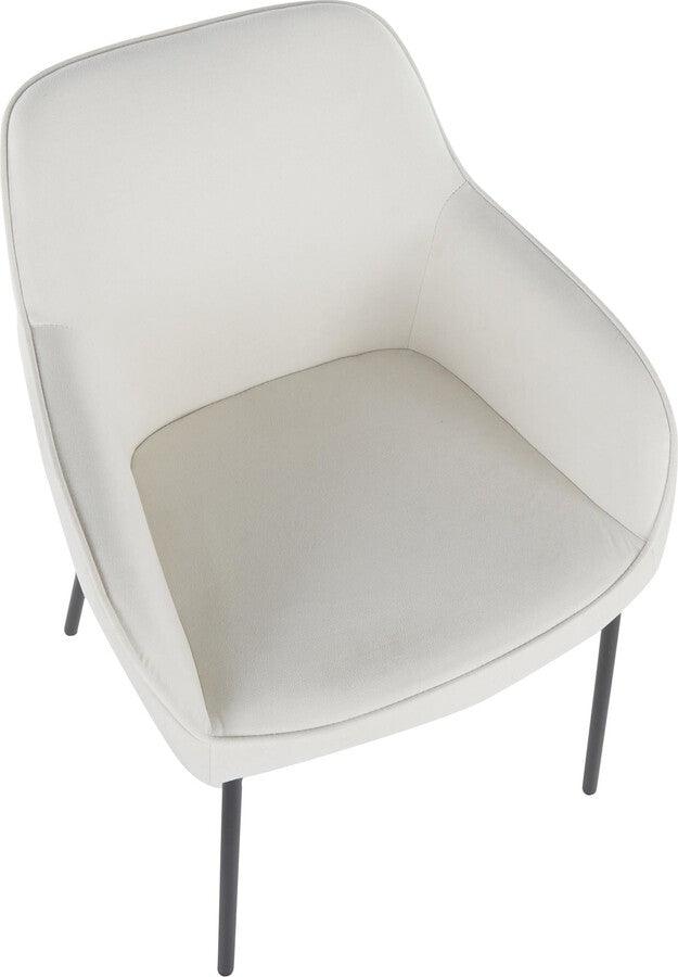 Lumisource Dining Chairs - Daniella Contemporary Dining Chair in Black Metal & Cream Fabric - Set of 2