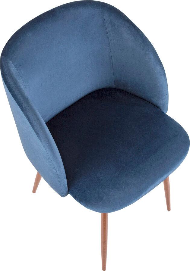 Lumisource Dining Chairs - Fran Contemporary Dining Chair in Walnut and Blue Velvet - Set of 2