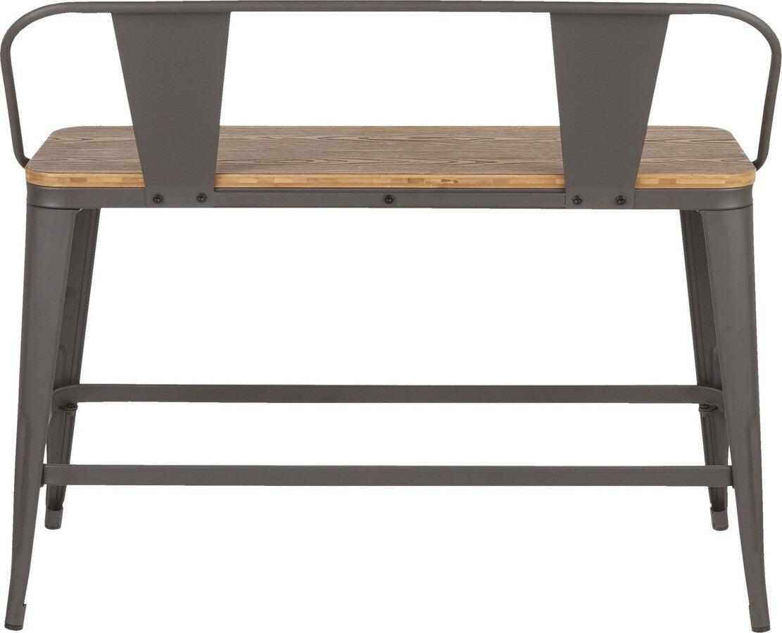 Lumisource Benches - Oregon Industrial Counter Bench in Grey Metal and Wood-Pressed Grain Bamboo