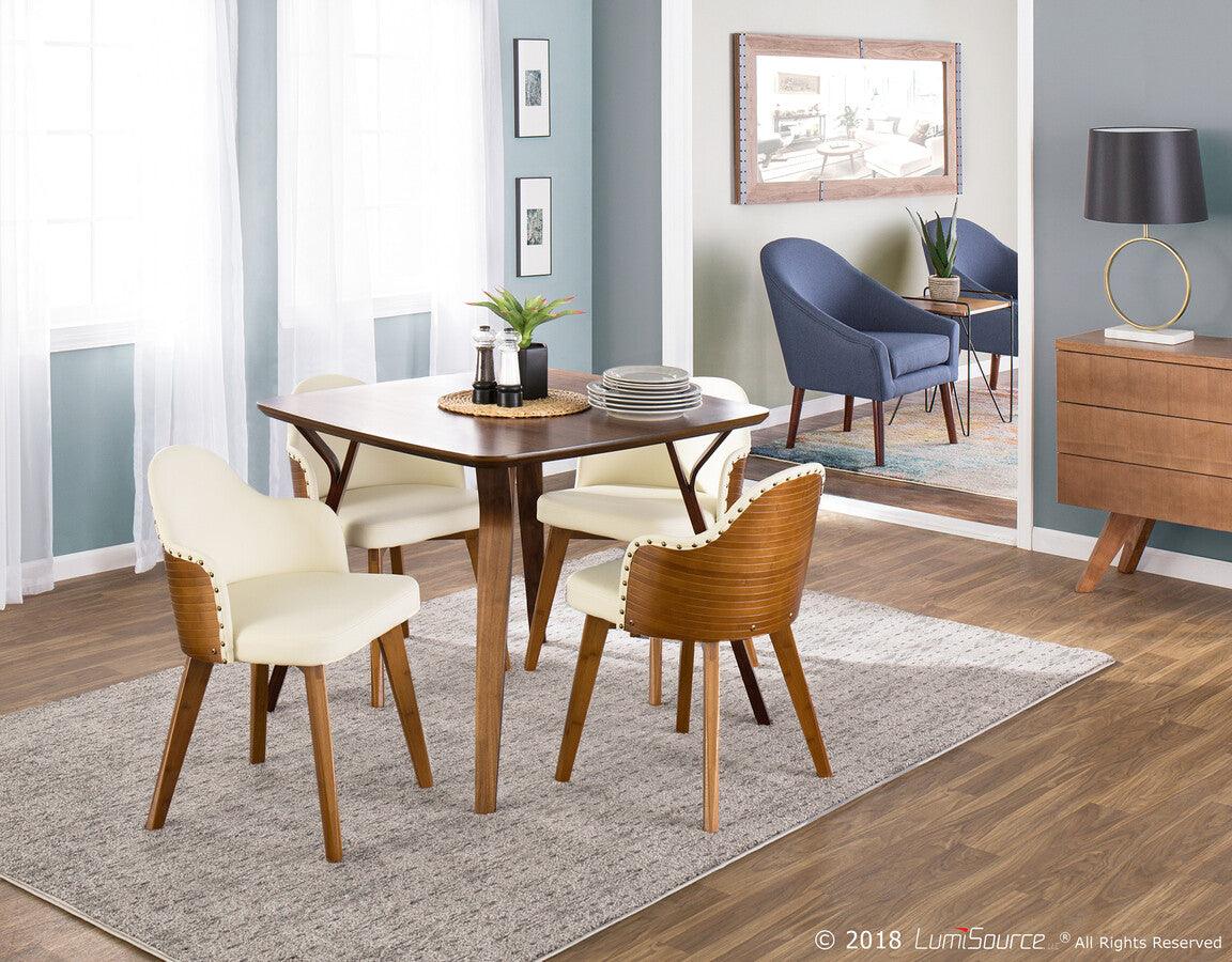 Lumisource Dining Chairs - Ahoy Chair 30" Walnut Bamboo & Cream PU
