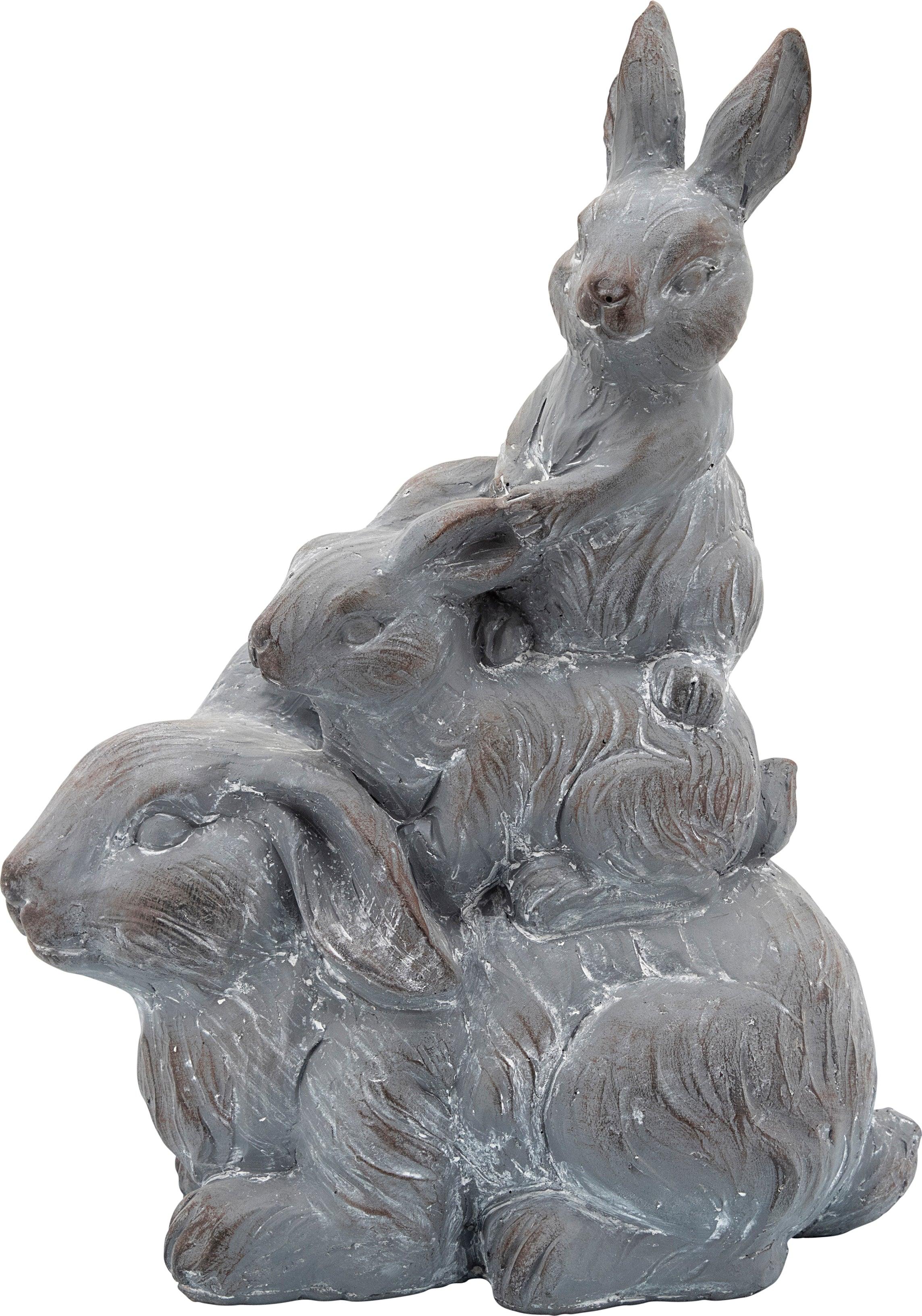 Sagebrook Home Statues - Resin, 16"H Three Bunnies Deco, Gray