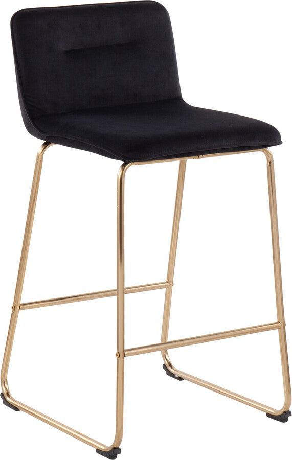 Lumisource Barstools - Casper Fixed-Height Contemporary Counter Stool in Gold Metal and Black Velvet - Set of 2