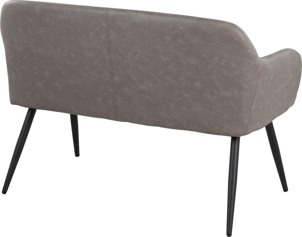 Lumisource Benches - Daniella Industrial High Back Bench In Black Metal & Grey Faux Leather