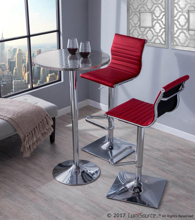 Lumisource Barstools - Masters Contemporary Adjustable Barstool with Swivel in Red Faux Leather