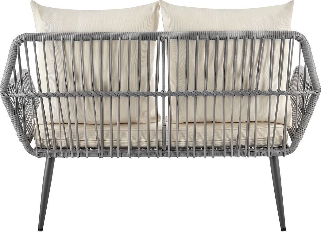 Manhattan Comfort Outdoor Conversation Sets - Portofino Patio 4- Person Conversation Set with Coffee Table with Cream Cushions