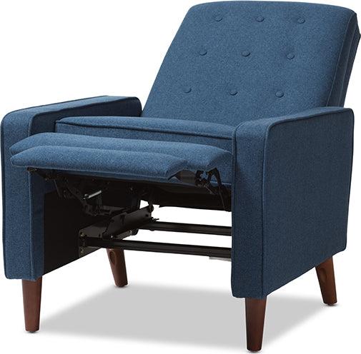 Wholesale Interiors Accent Chairs - Mathias Mid-century Modern Blue Fabric Upholstered Lounge Chair