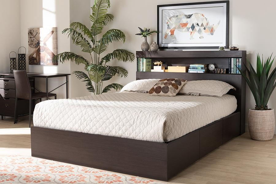 Wholesale Interiors Beds - Blaine Queen Storage Bed Dark brown
