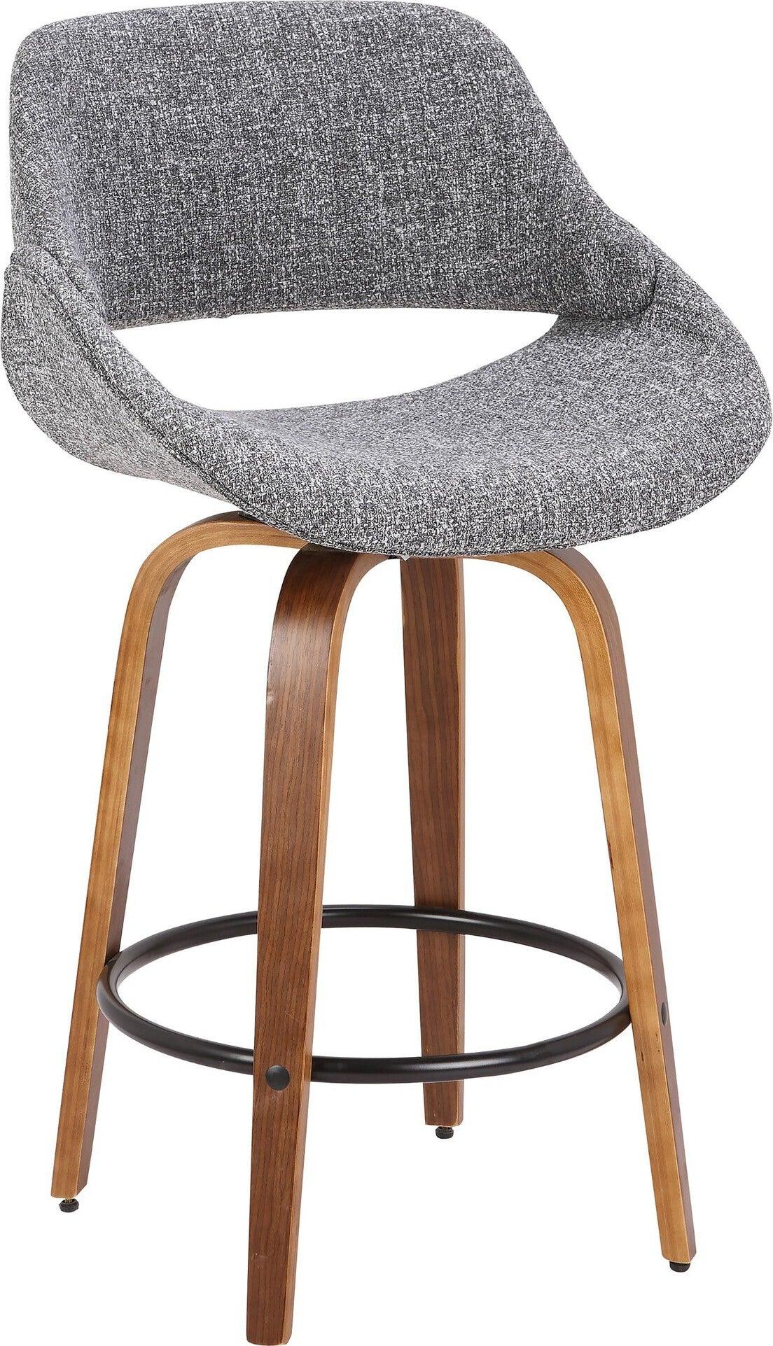 Lumisource Barstools - Fabrico Counter Stool Walnut & Gray (Set of 2)