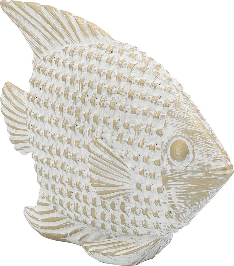 Sagebrook Home Decorative Objects - Ceramic7"HStanding Fish D?cor White & Gold
