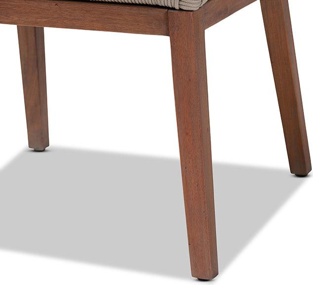 Wholesale Interiors Dining Chairs - Jennifer Mid-Century Grey Woven Rope Mahogany Dining Arm Chair