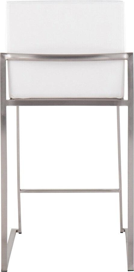 Lumisource Barstools - Fuji High Back Counter Stool In Stainless Steel & White Velvet (Set of 2)