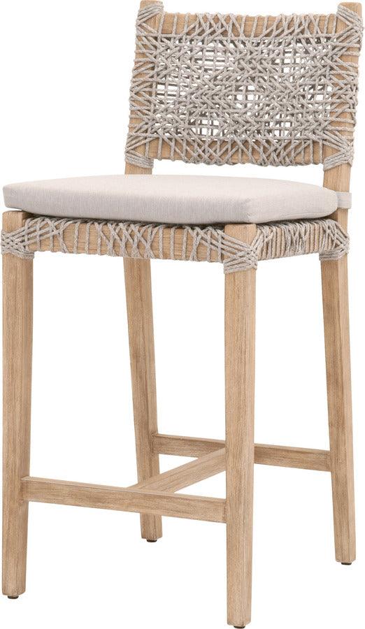 Essentials For Living Barstools - Costa Counter Stool Taupe & White Flat Rope, Pumice, Natural Gray Mahogany