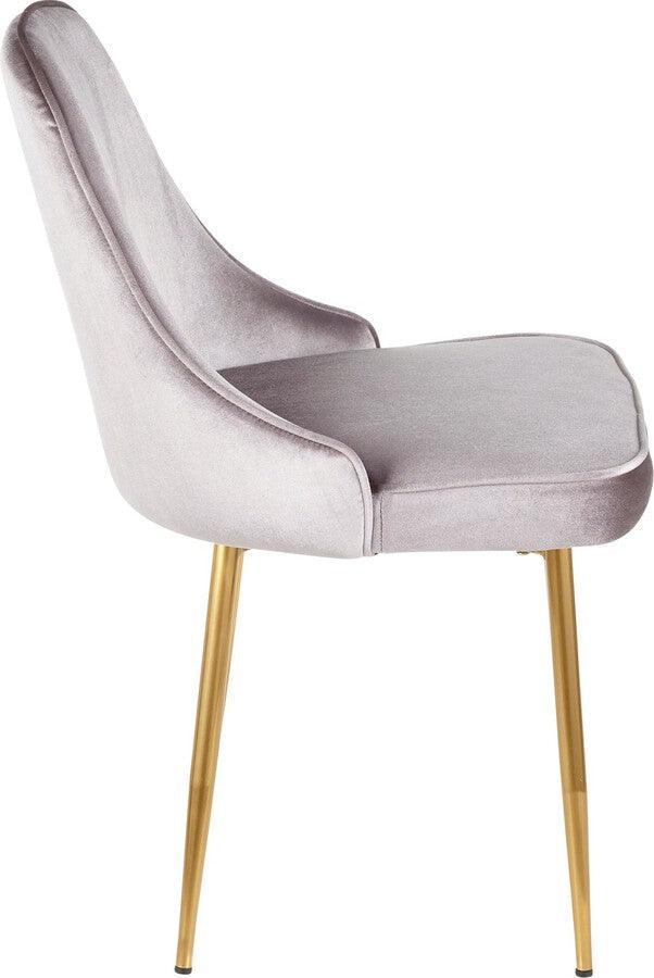 Lumisource Dining Chairs - Marcel Contemporary Dining Chair with Gold Frame and Silver Velvet Fabric - Set of 2