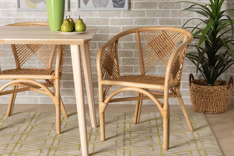 Wholesale Interiors Dining Chairs - Kagama Modern Bohemian Natural Brown Rattan Dining Chair