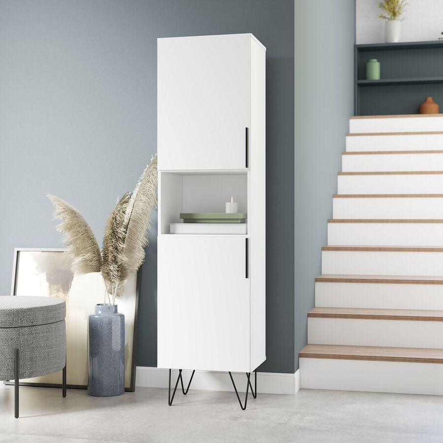 Manhattan Comfort Bookcases & Display Units - Beekman 17.51 Narrow Bookcase Cabinet in White