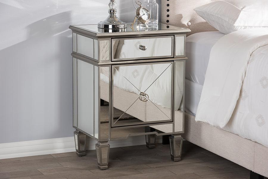 Wholesale Interiors Nightstands & Side Tables - Claudia Nightstand Silver Mirrored