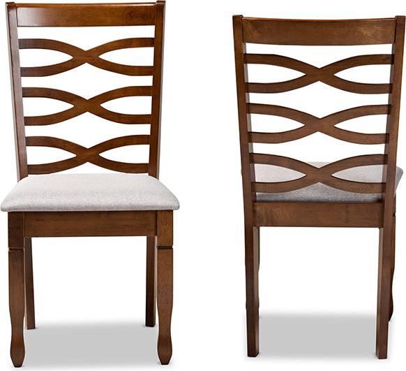 Wholesale Interiors Dining Chairs - Lanier Grey Fabric Upholstered and Walnut Brown Finished Wood 2-Piece Dining Chair Set