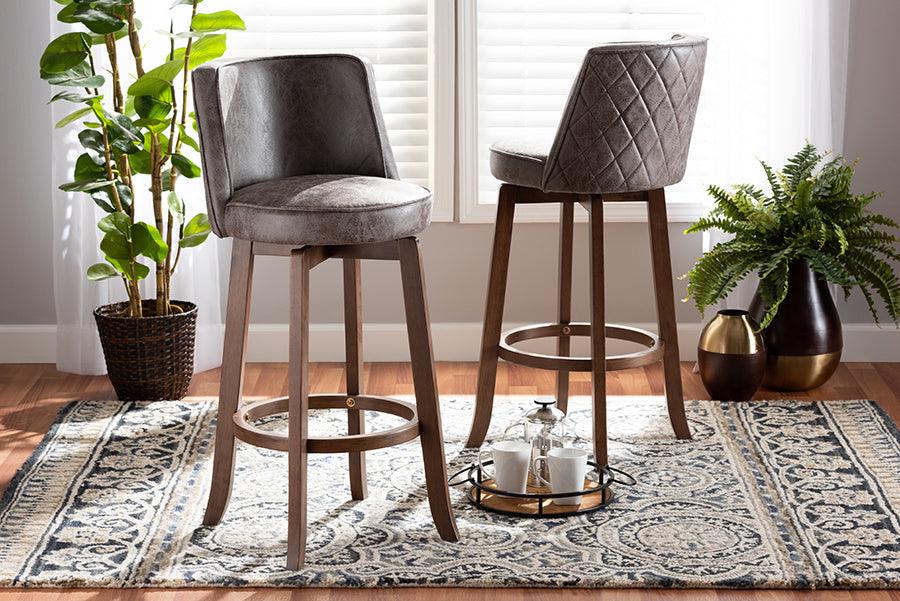 Wholesale Interiors Barstools - Adams Bar Stool Gray & Walnut Brown