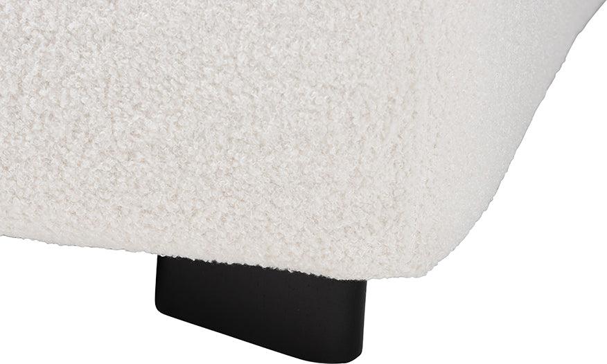 Wholesale Interiors Ottomans & Stools - Athena Modern Ivory Boucle Upholstered and Black Finished Wood Square Ottoman