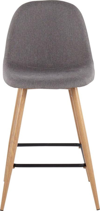 Lumisource Barstools - Pebble Counter Stool In Natural Metal & Charcoal Fabric (Set of 2)