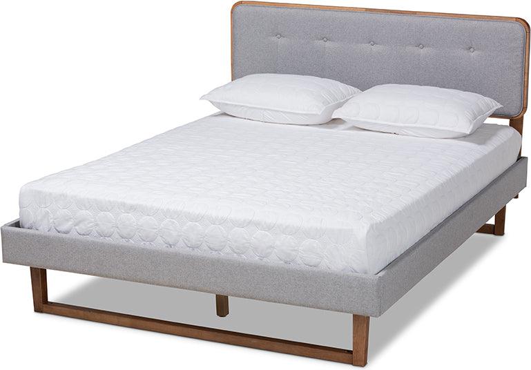Wholesale Interiors Beds - Sofia King Bed Light Gray & Walnut