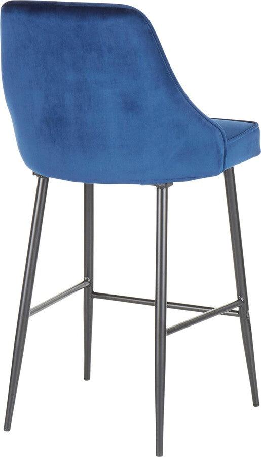 Lumisource Barstools - Marcel Contemporary Counter Stool in Black Metal and Navy Blue Velvet - Set of 2