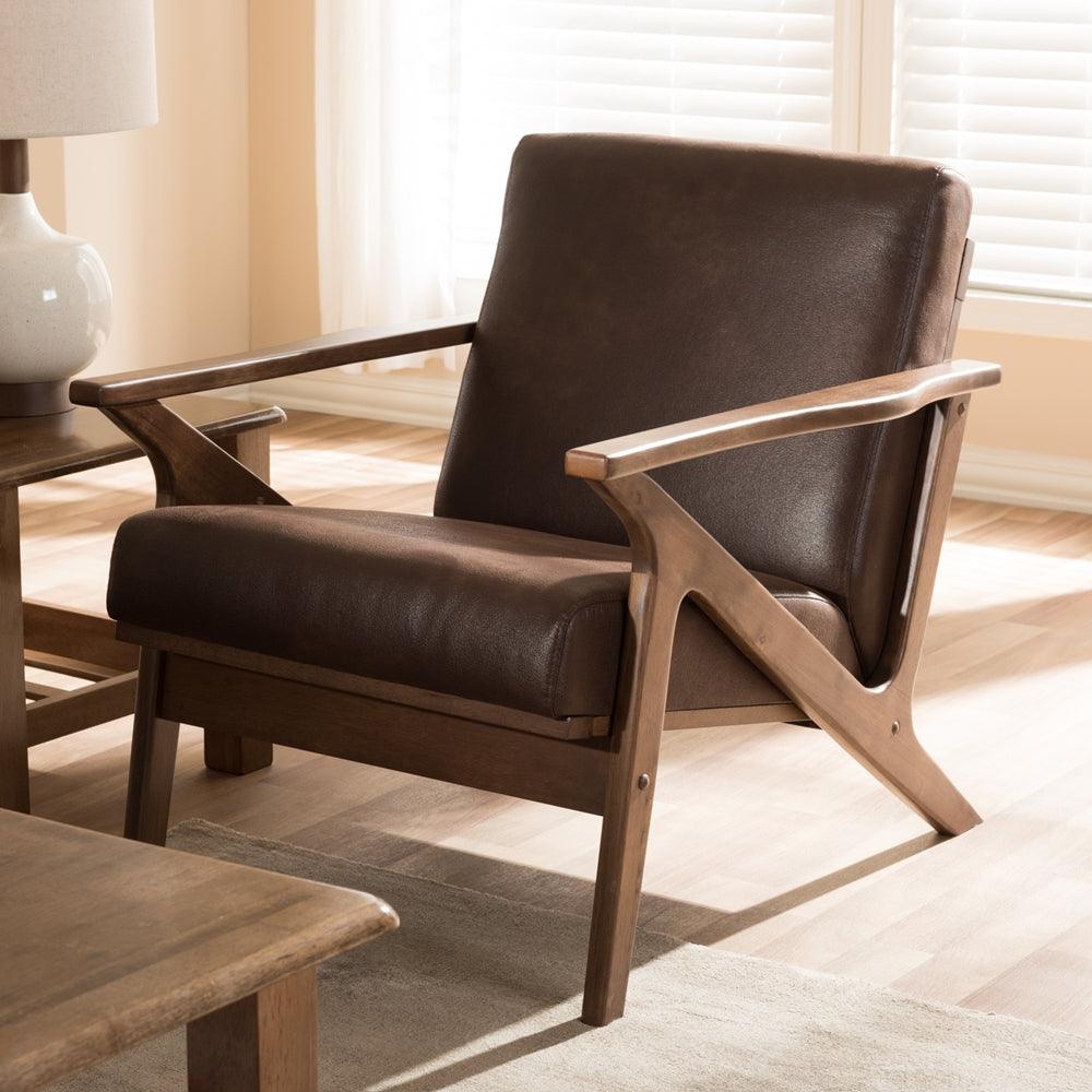 Wholesale Interiors Accent Chairs - Bianca Lounge Chair Walnut & Dark Brown