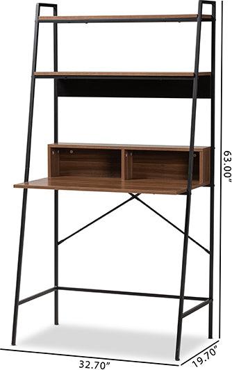 Wholesale Interiors Desks - Palmira Modern Industrial Walnut Brown Wood and Black Metal Desk with Shelves