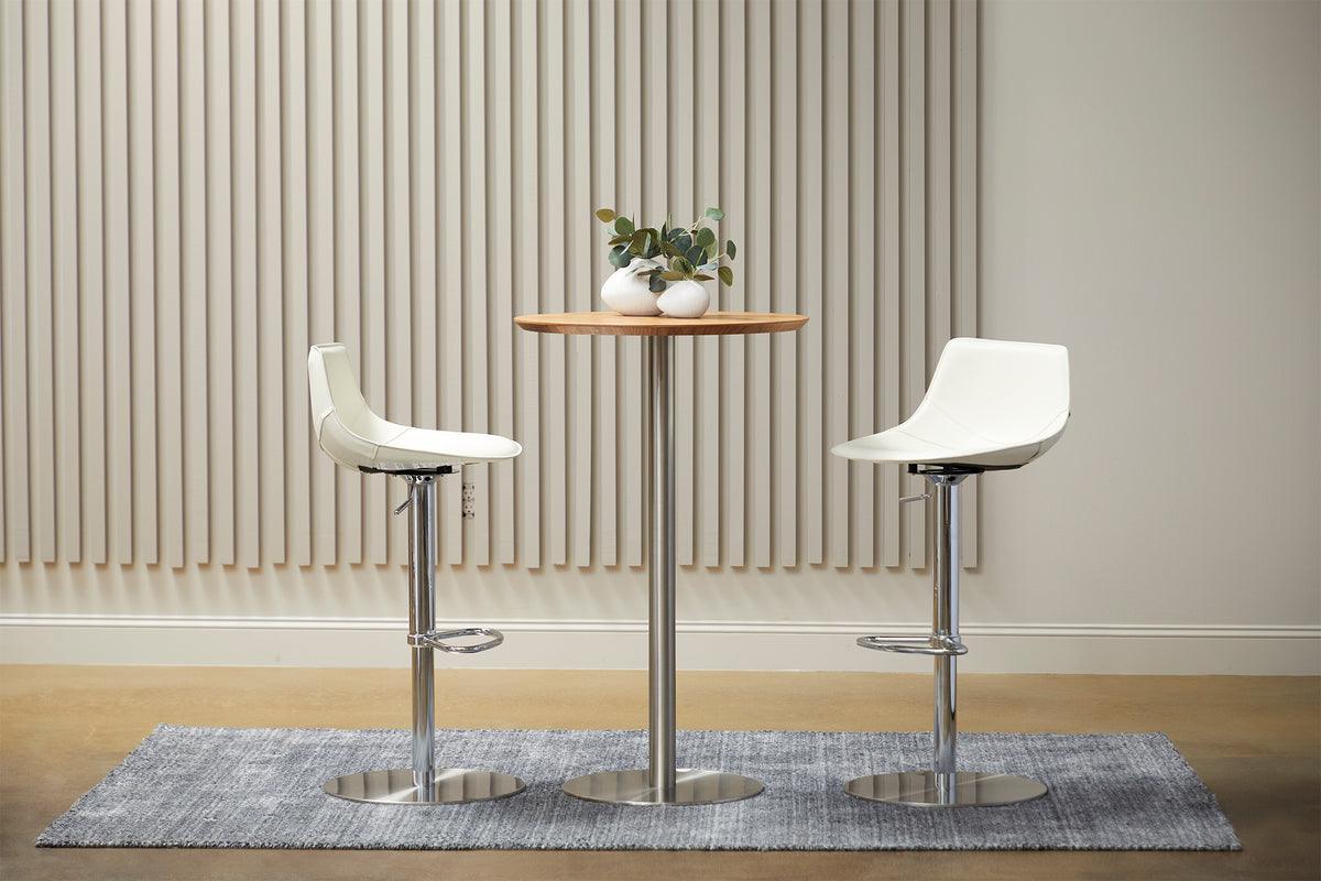 Euro Style Barstools - Rudy Adjustable Swivel Bar/Counter Stool in White with Brushed Stainless Steel Base