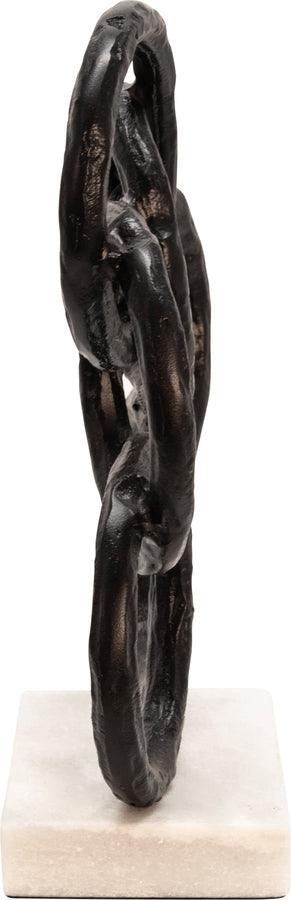 Sagebrook Home Decorative Objects - 13" Metal Rings On Marble Base, Black