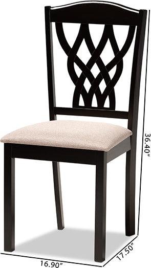 Wholesale Interiors Dining Chairs - Delilah Sand Fabric Upholstered and Dark Brown Finished Wood 2-Piece Dining Chair Set