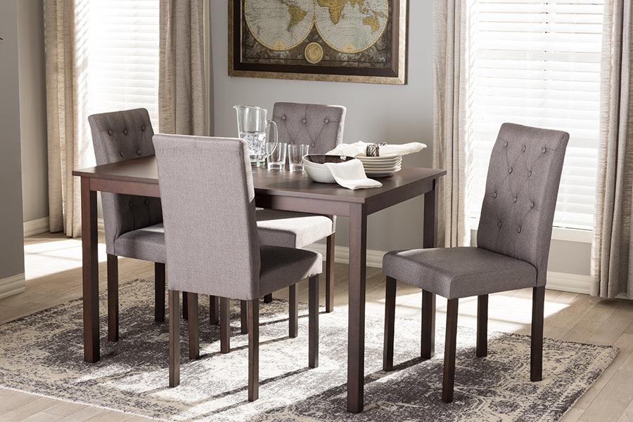 Wholesale Interiors Dining Sets - Gardner Contemporary 5-Piece Dark Brown Grey Fabric Upholstered Dining Set