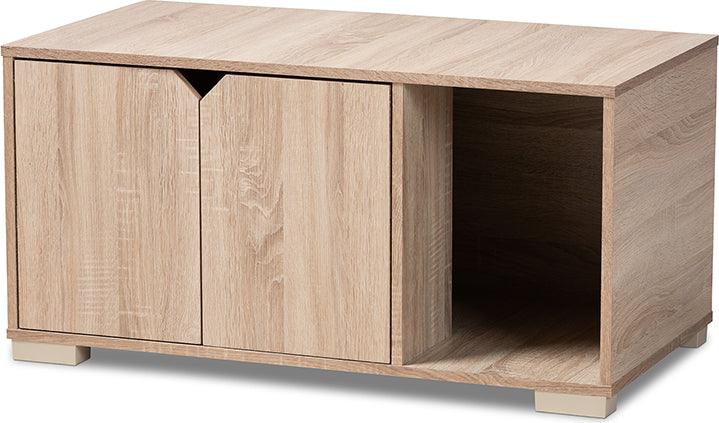 Wholesale Interiors Cat Litter Box - Jasper Modern And Contemporary Oak Finished 2-Door Wood Cat Litter Box Cover House