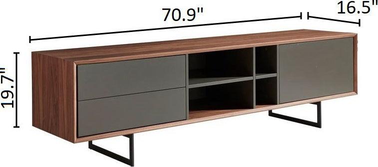 Euro Style TV & Media Units - Anderson 71" Media Stand Walnut & Dark Gray