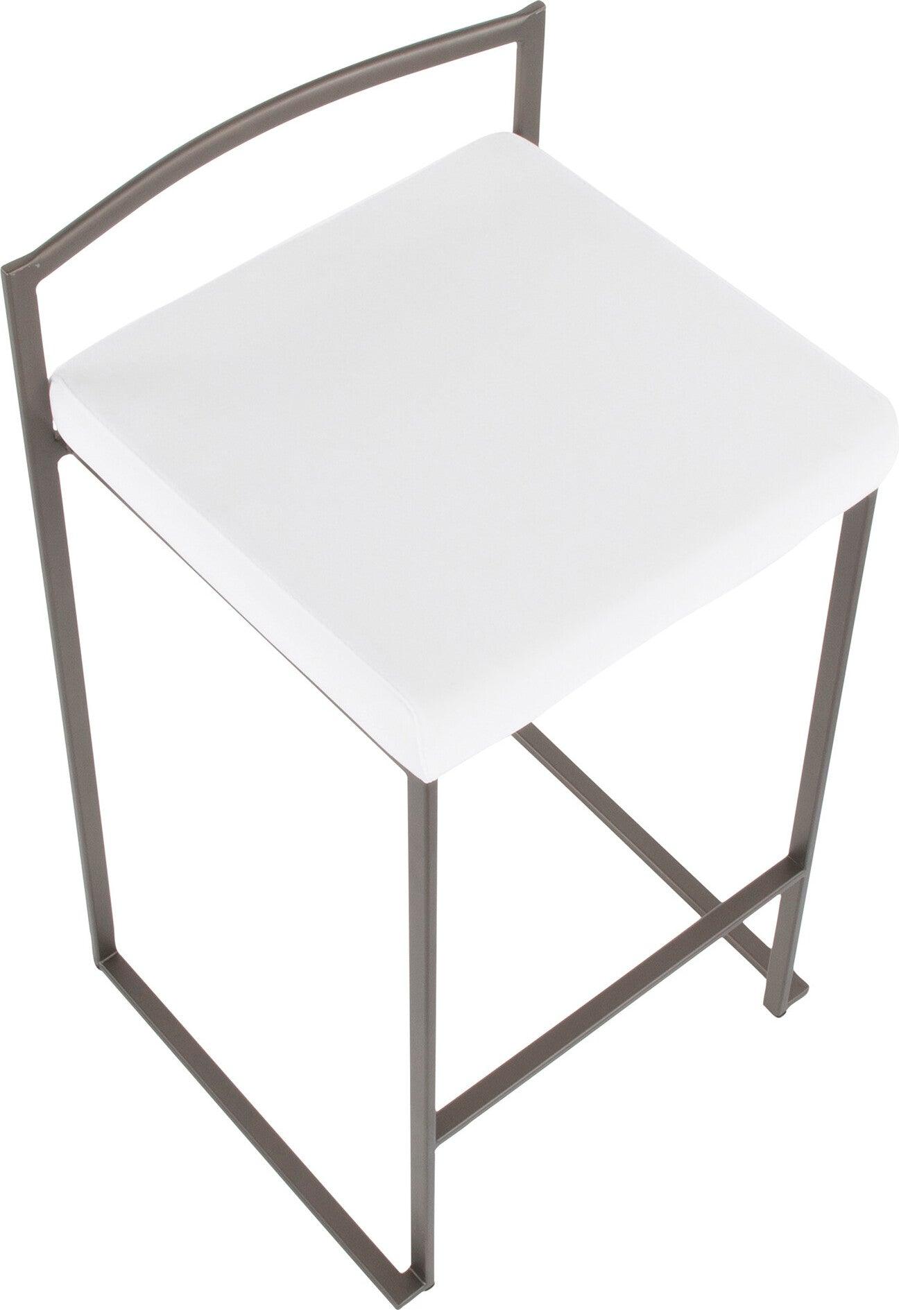 Lumisource Barstools - Fuji Stacker Counter Stool (Set of 2) Antique & White Velvet