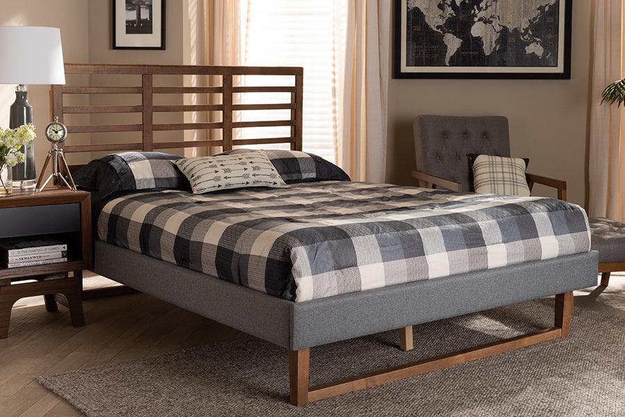 Wholesale Interiors Beds - Rina King Bed Dark Gray & Ash walnut