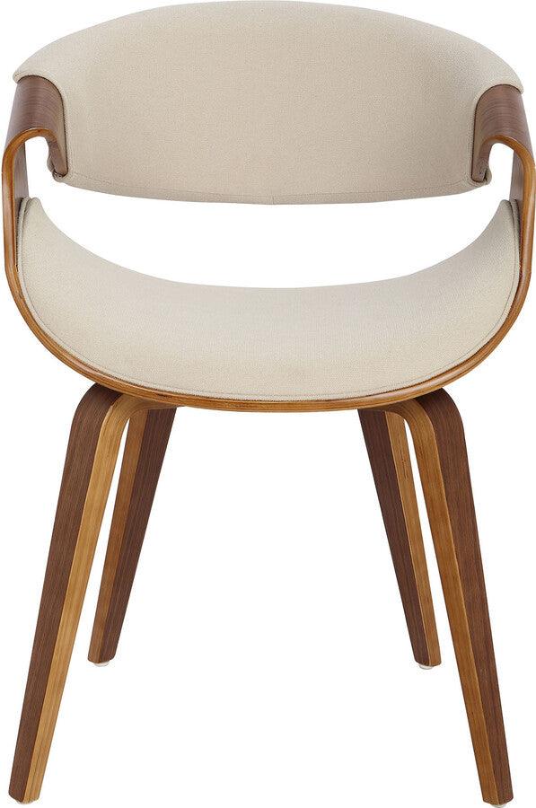 Lumisource Dining Chairs - Curvo Mid-Century Modern Dining/Accent Chair in Walnut and Cream Fabric