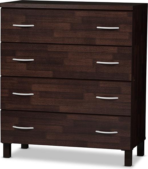 Wholesale Interiors Chest of Drawers - Maison Modern and Contemporary Oak Brown Finish Wood 4-Drawer Storage Chest